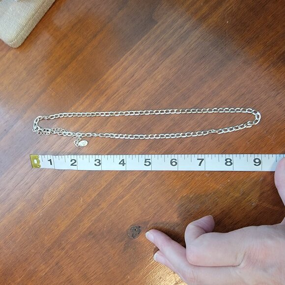 18" Designer Silver Tone Flat Link Chain Necklace, signed - Picture 7 of 7